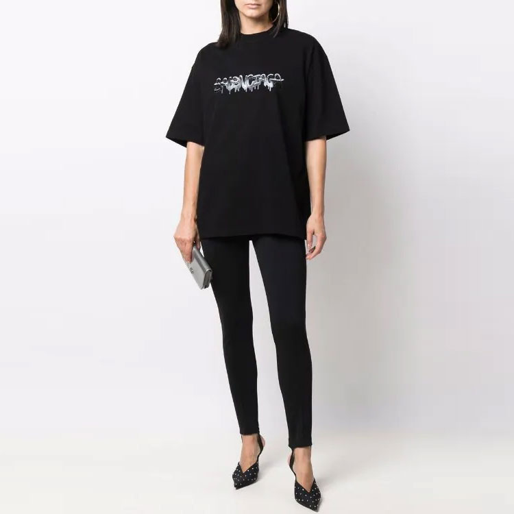 Kaos Pendek Balenciaga dengan Motif Gambar/Cetak, Cocok untuk Pria dan Wanita -BL-44