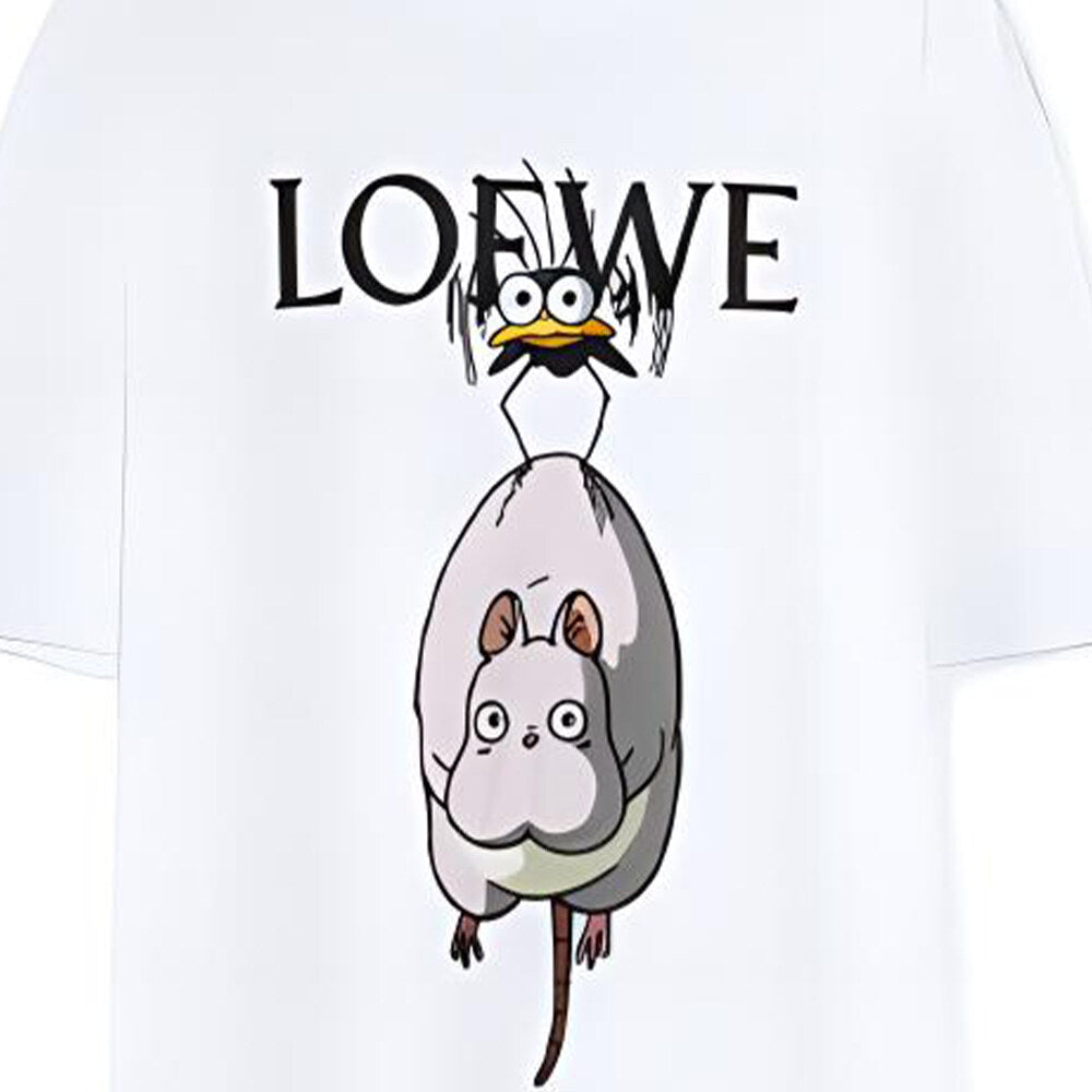 Kaos Pendek LOEWE dengan Motif Gambar/Cetak, Cocok untuk Pria dan Wanita -LE-11