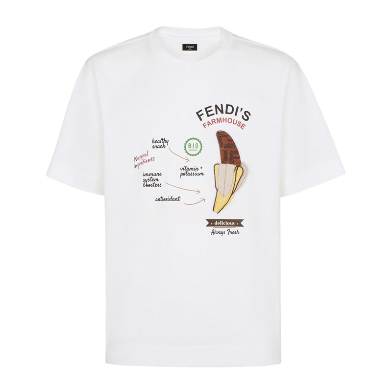 Kaos Pendek FENDI dengan Motif Gambar/Cetak, Cocok untuk Pria dan WanitaF-23