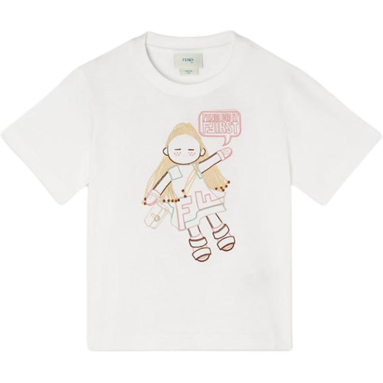 Kaos Pendek FENDI dengan Motif Gambar/Cetak, Cocok untuk Pria dan WanitaF-44