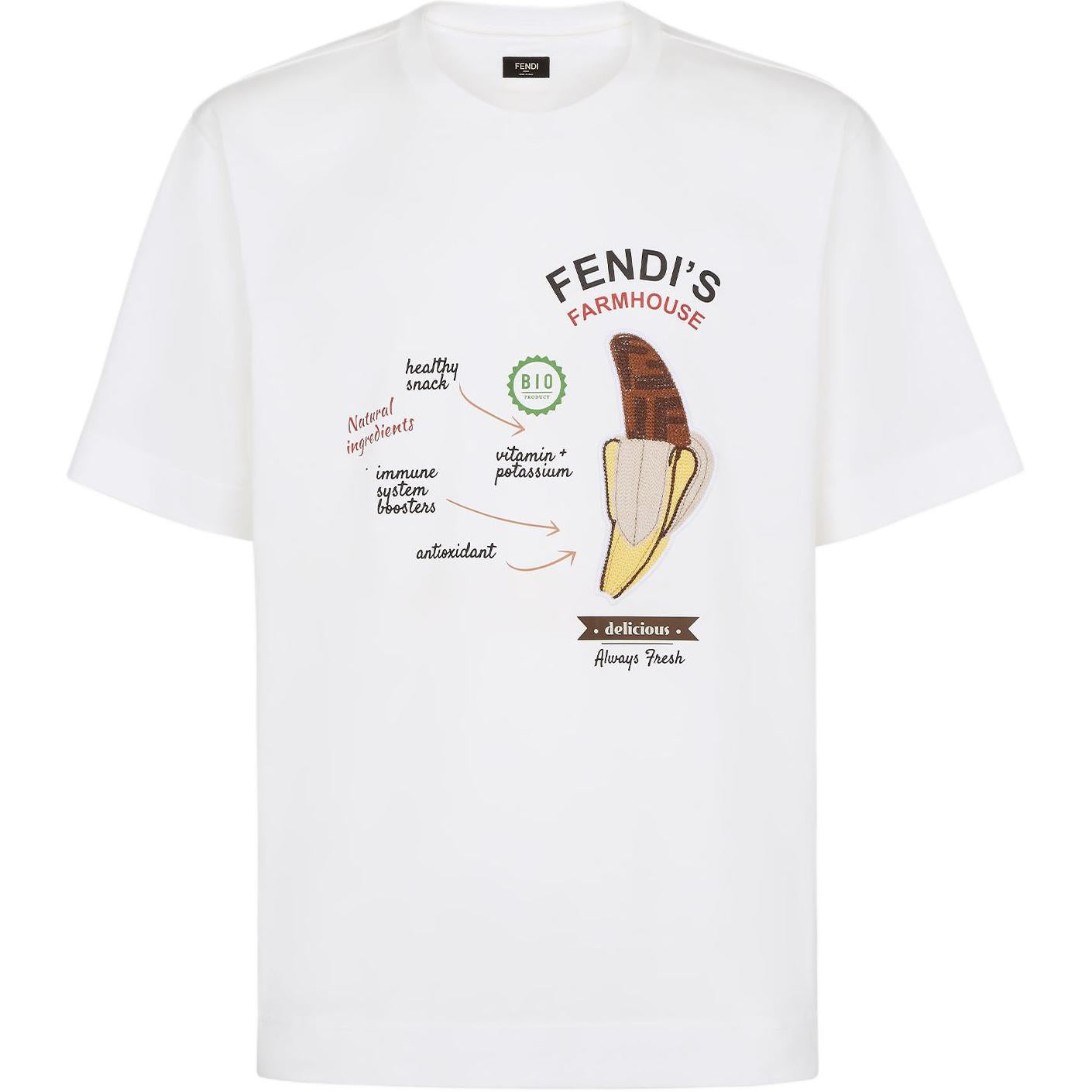 Kaos Pendek FENDI dengan Motif Gambar/Cetak, Cocok untuk Pria dan WanitaF-23