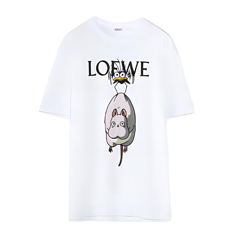 Kaos Pendek LOEWE dengan Motif Gambar/Cetak, Cocok untuk Pria dan Wanita -LE-11