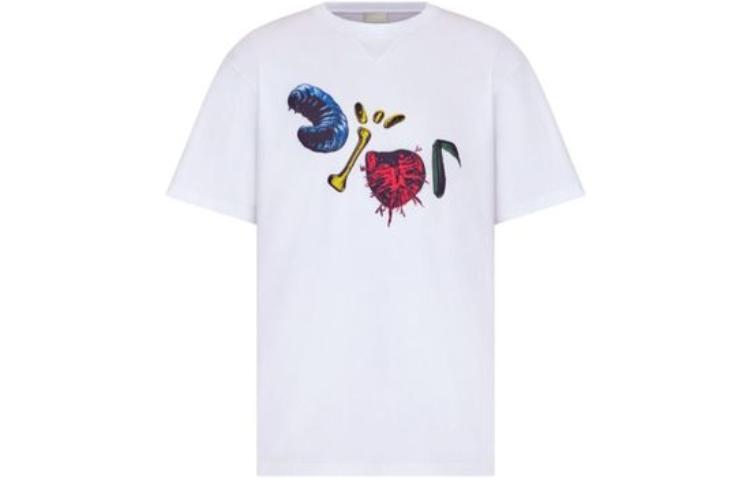 Kaos Pendek DIOR dengan Motif Gambar/Cetak, Cocok untuk Pria dan Wanita  -D-15