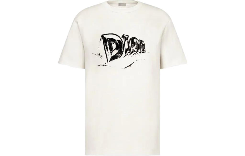 Kaos Pendek DIOR dengan Motif Gambar/Cetak, Cocok untuk Pria dan Wanita  -D-07