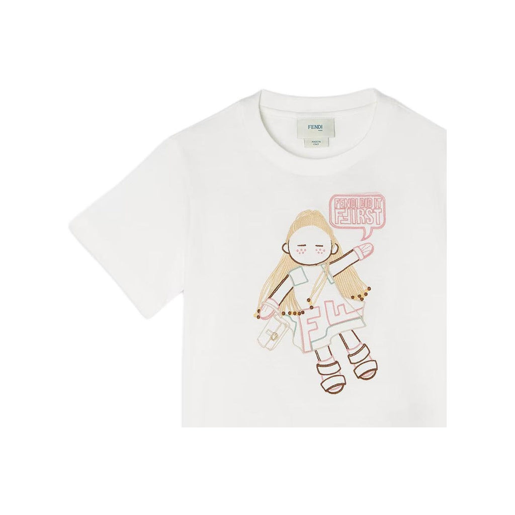 Kaos Pendek FENDI dengan Motif Gambar/Cetak, Cocok untuk Pria dan WanitaF-44