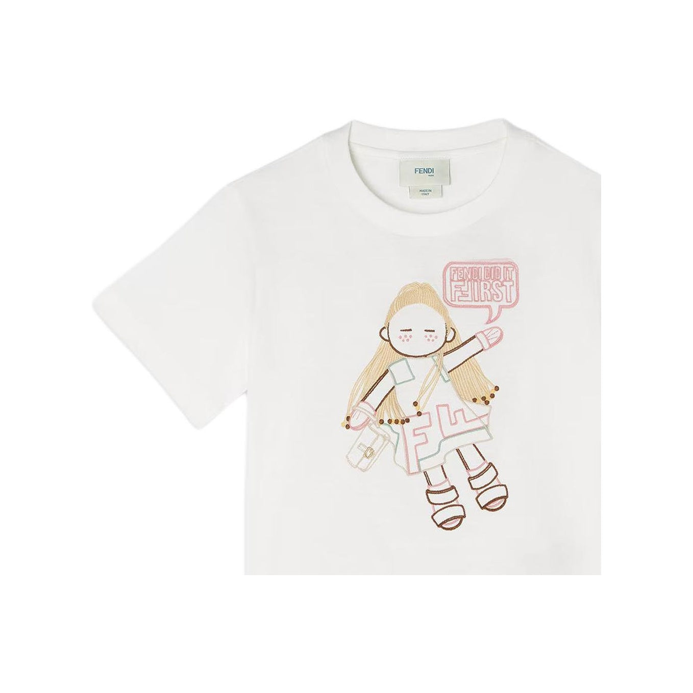 Kaos Pendek FENDI dengan Motif Gambar/Cetak, Cocok untuk Pria dan WanitaF-44