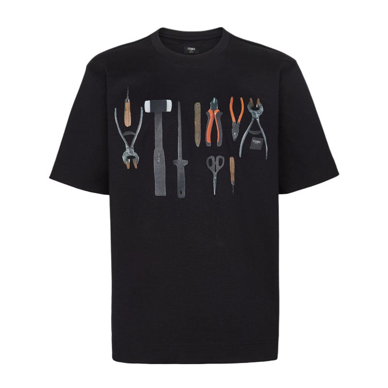 Kaos Pendek FENDI dengan Motif Gambar/Cetak, Cocok untuk Pria dan WanitaF-21