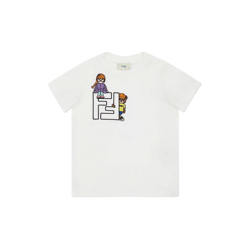 Kaos Pendek FENDI dengan Motif Gambar/Cetak, Cocok untuk Pria dan WanitaF-32