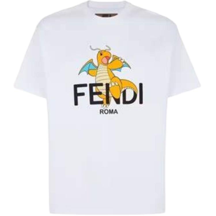Kaos Pendek FENDI dengan Motif Gambar/Cetak, Cocok untuk Pria dan WanitaF-03