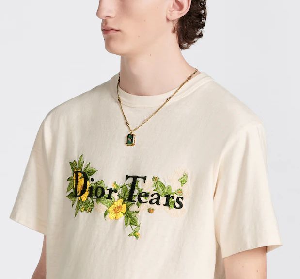 Kaos Pendek DIOR dengan Motif Gambar/Cetak, Cocok untuk Pria dan Wanita  -D-08