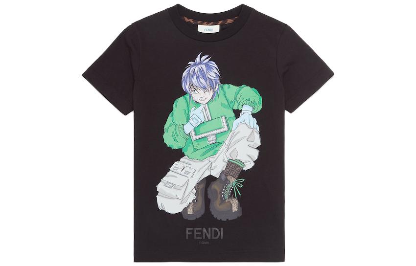 Kaos Pendek FENDI dengan Motif Gambar/Cetak, Cocok untuk Pria dan WanitaF-43
