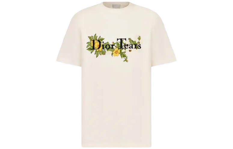 Kaos Pendek DIOR dengan Motif Gambar/Cetak, Cocok untuk Pria dan Wanita  -D-08