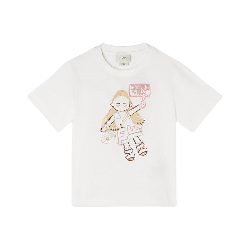 Kaos Pendek FENDI dengan Motif Gambar/Cetak, Cocok untuk Pria dan WanitaF-44