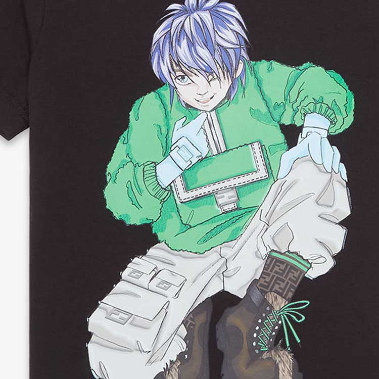 Kaos Pendek FENDI dengan Motif Gambar/Cetak, Cocok untuk Pria dan WanitaF-43